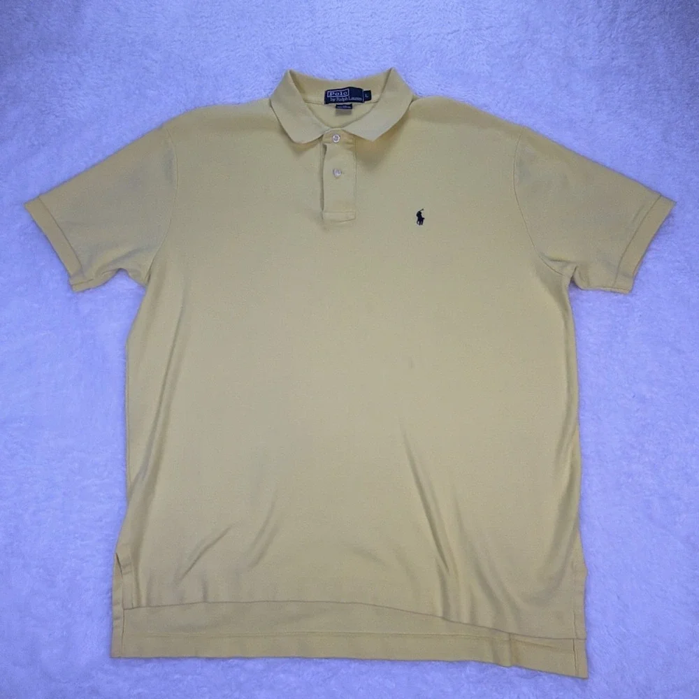 Vintage Polo Ralph Lauren Shirt Men's Large Yellow 100% Cotton Y2X MX